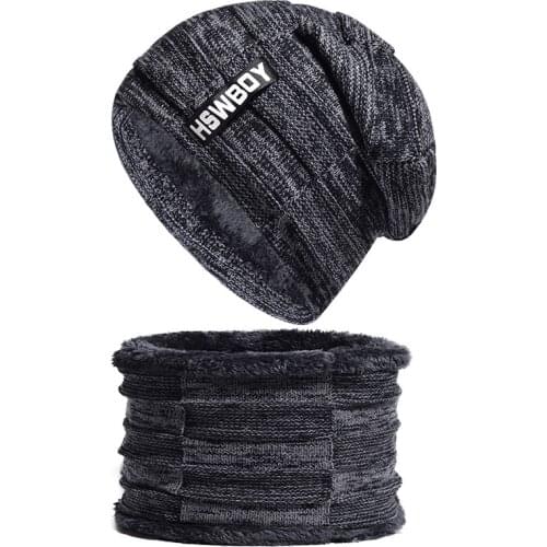 2021 Winter Beanie Hats Scarf Set Warm Knit Hat Skull Cap Neck Warmer with Thick Fleece Lined Winter Hat and Scarf for Men Women