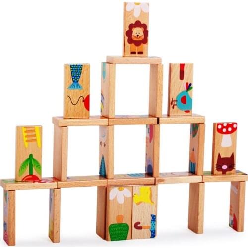 28 pcs/set of Childrens Animal Sorting Domino Montessori Wooden Color Puzzle Early Education Game Educational Childrens Toy