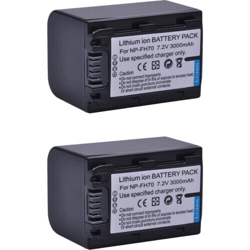 AsperX 2Pc 3000mAh NP-FH70 NP FH70 NPFH70 FH70 Battery for SONY HDR-CX12E,HDR-CX7E,HDR-SR10E,HDR-SR12E/SR11E,HDR-SR5E Camera