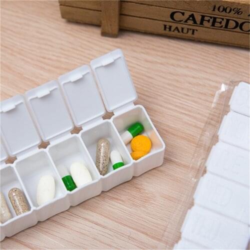 7 Days Pill Case Medicine Storage Tablet Pill Box With Clip Lids Pill Case Splitters Storage Dispenser Weekly Medicine Organizer