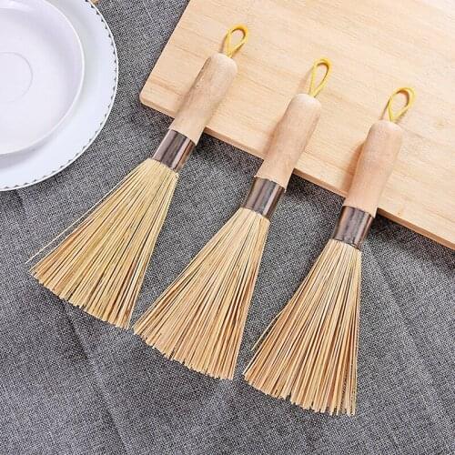 Bamboo Pan Brushes Long Handle Wok Cleaning Brush Dish Brushes Kitchen Tool for Home Restaurant