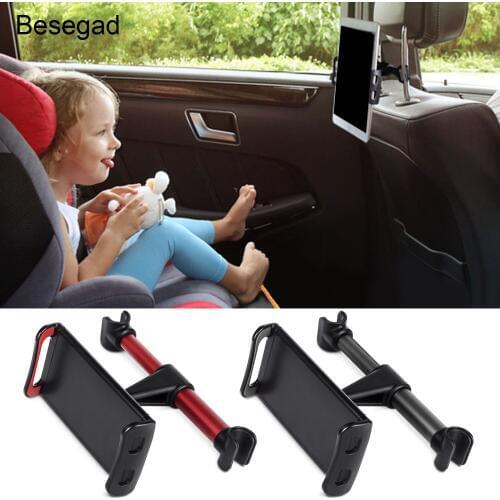 Besegad Car Seat Phone Holder Tablet Headrest Mount Stand for iPad Air Pro Mini iPhone X 8 7 Plus Galaxy Tabs S8 Nintendo Switch