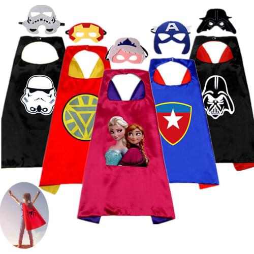 Kids Spider-Man/Iron Man/Hulk/Black Samurai/Princess Aisha Superhero Cloak Cosplay Kids Halloween Mask/Cape Toy Party Costume