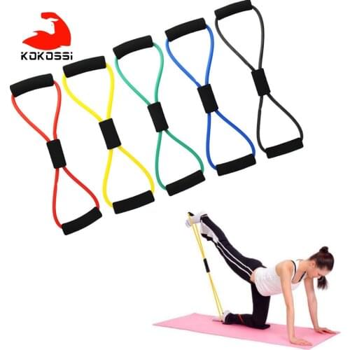 KoKossi Yoga Resistance Bands Gym Fitness Equipment Pull Rope 8 Word Chest Expander Elastic Muscle Training Tubing Tension Rope