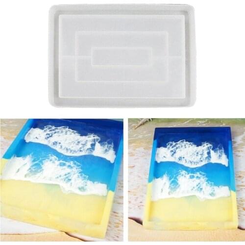 Fruit Tray Mold Resin Molds Large Rectangle Epoxy Tray Silicone Resin Mold for DIY Plate Making Roll Casting Mold Tools X4YA