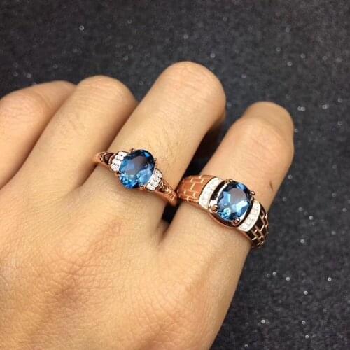 The Best gift For Your Lover Couple Rings Natural Topaz Lovers Ring 925 sterling silver