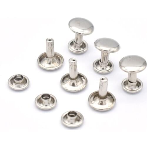 8mm Silver Metal Double Cap Rivets Metal Button Round Rapid Rivets Studs Purse Bags Handbags Shoes Belts Making Leather Craft