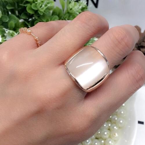 Fashion Rose Gold C Man Ring Fashion Milky White Opal Ring Male Rings Jewelry for Men