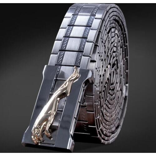 Mens stainless steel belt mens belt fitness metal personality youth