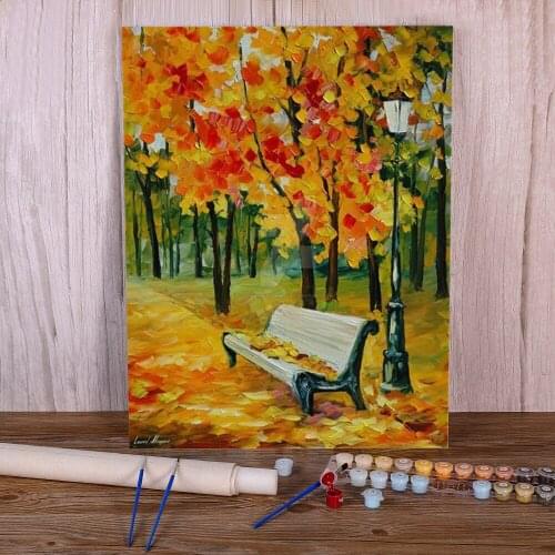 White Bench Coloring By Numbers Painting Kit Acrylic Paints 40*50 Paiting By Numbers Home Decoration For Children Wholesale