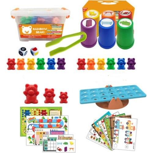 Montessori Toy set Boxed Counting Bear Montessori Educational Cognition Rainbow Matching Game Educational Toys Games