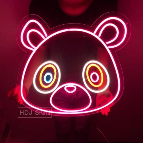 Kanye West Bear Custom LED Neon Sign Personalized Gift Suitable For Bar Bedroom Store Birthday Graduation Party Decor Neon Light