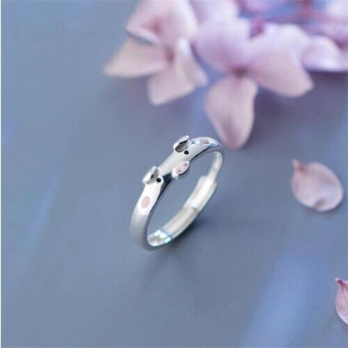 New Fashion Sweet Piggy 925 Sterling Silver Jewelry Personality Cute Animal Pig Popular Exquisite Opening Rings SR600