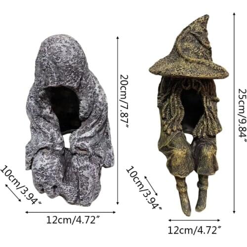 New Halloween Sitting Witch Soul Ghoul LED Light Resin Sculpture Figure Lawn Lamp Yard Art Decoration Home Fairy Outdoor Garden