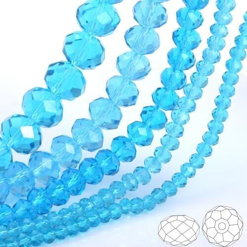 OlingArt 3/4/6/8/10mm Round Glass Beads Rondelle Austria faceted crystal sea Blue sky blue color Loose bead DIY Jewelry Making
