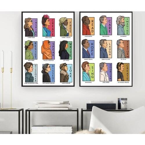 Great Man Women in History Poster and Print Wall Art Canvas Painting Nordic Posters and Prints Wall Pictures for Living Room