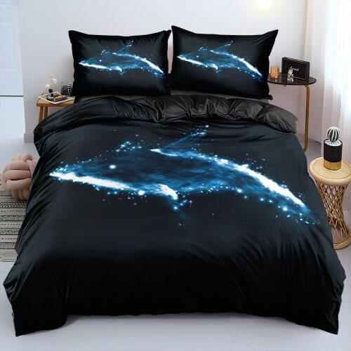 3D Dophin Bedclothes Custom Bed Linens Black Comforter Covers Set Pillowcases Twin King Queen Double Single Size Bedding Sets