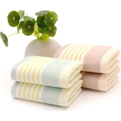 Drop Shipping 2pcs/set Striped Soft Face Towel Cotton Hair Hand Bathroom Towels badlaken toalla Toallas Mano Gift