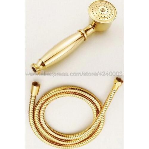 Gold Color Brass Telephone Style Bathroom Shower Head Water Saving Hand Held Shower Head Spray &1.5m Hose Kxz044