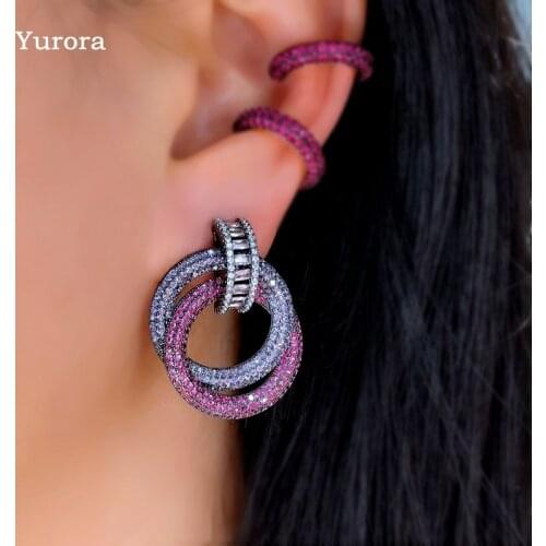 Modern Geometry Cubic Zirconia Stone Hanging Earrings bohemian Colorful Circle Drop Earring Women wedding Aesthetic Accessories