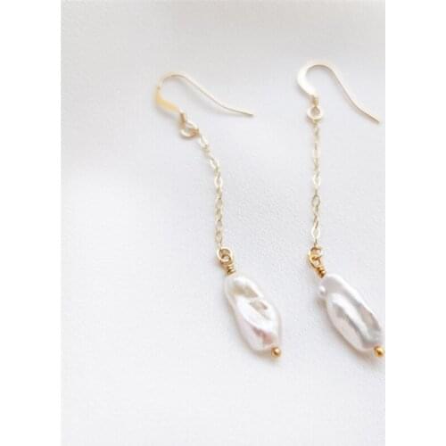 Handmade Natural Pearl Earrings 14K Gold Filled Drop Earrings Gold Jewelry Boho Oorbellen Brinco Vintage Women Jewelry