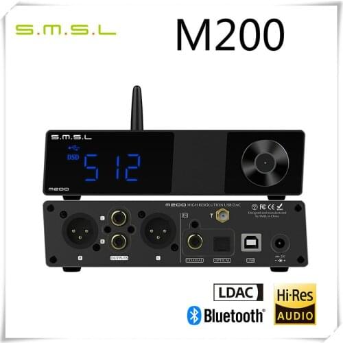 SMSL M200 SP200 AKM4497 High Resolution Full Balanced Bluetooth 5.0 USB DAC DSD512 PCM 32bit/768kHz Remote Conteol