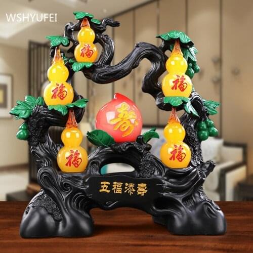 Traditional Resin Gourd Model Home Decoration Office Desktop Lucky Decor Crafts Living Room TV Cabinet Feng Shui Ornaments