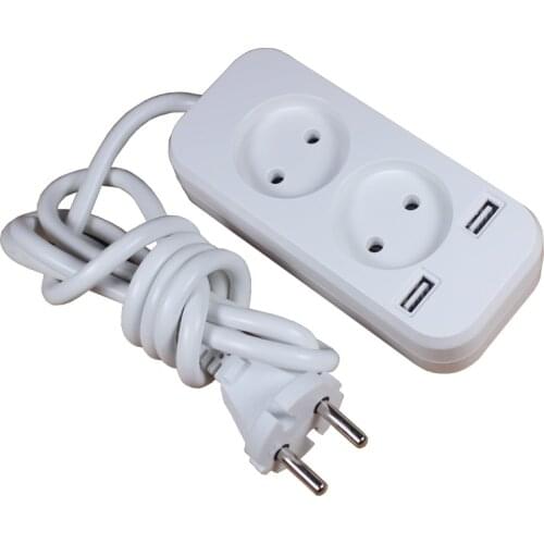 European USB extension socket with 1.5m CCA cable with 2 USB Port for Phone Charge KE-11-1.5
