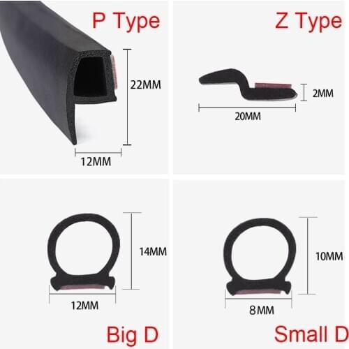 D Z P Type Car Door Seal Strip Auto Stickers Rubber Noise Insulation Anti-Dust Soundproofing Sealing Strips Interior Accessories