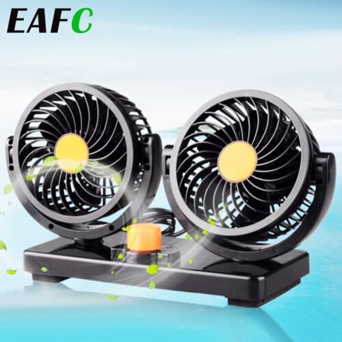 12V 24V 360 Degree All-Round Adjustable Car Auto Air Cooling Dual Head Fan Low Noise Car Auto Cooler Air Fan Car Fan Accessories
