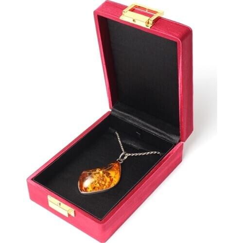 Vintage Festive High-end Brushed Metal Buckle Gem Pendant Bracelet Jewelry Storage Box Built-in Card Slot For Birthday Wedding