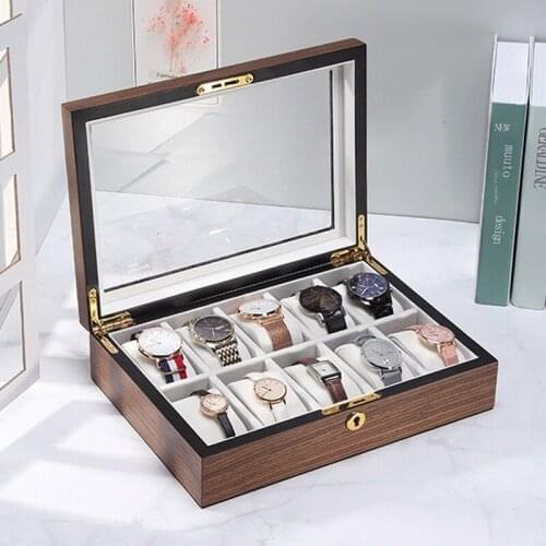 VoltaBox 2021 New Wooden Rectangle Watch Box Large Capacity Metal Jewelry Wooden Box Walnut Watch Box