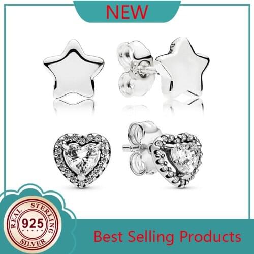 Genuine 925 Sterling Silver Pan Earring Knotted Hearts Emotional Bonds Earrings For Women Wedding Gift Fashion Jewelry