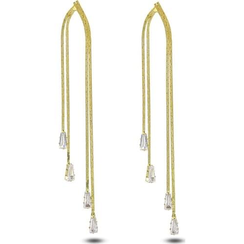 Ladies Earrings Fashion Charm Strip Zircon Tassel Earrings Banquet Engagement Earrings To Send Girlfriend Birthday Gifts