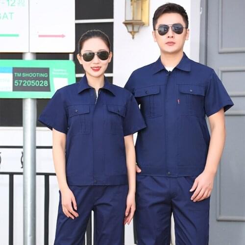 100% Cotton Summer Work Clothing Men Women Breathable Auto Repair Uniform Workshop Durable Welding Suit Car Mechanical Plus Size
