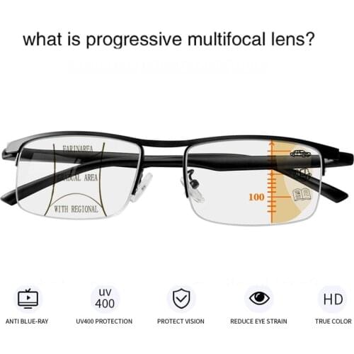 2021 Near-far dual-purpose Progressive Multi-Focus Reading Glasses Women Men Anti Blue Ray Hyperopia Readers Eyeglasses +2.5