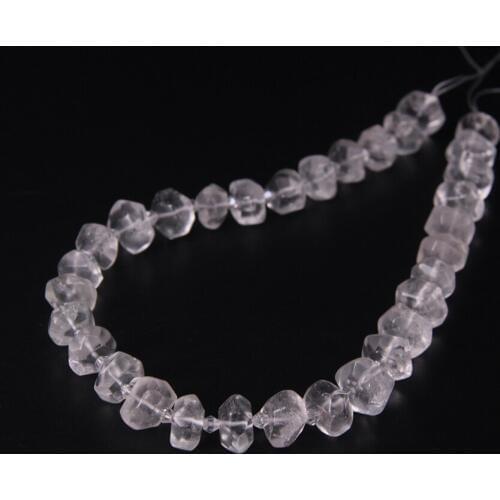 30-32pcs/strand Clear Crystal Quartz Faceted Nugget Loose Beads,Rough Quartz Stone Cut Rondelle Spacer Pendants Jewelry Making