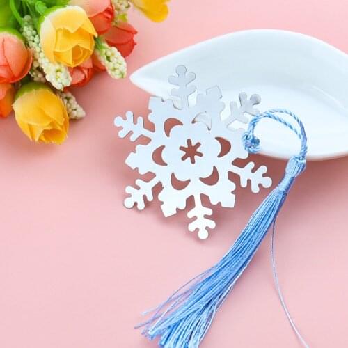 316 Stainless Steel Snowflake Bookmark Reading Reminiscence Snow Label Tassels Best Wish To Friend Family Birthday Fastival Gift