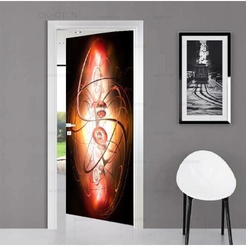 3D Door Sticker Door Wrap Wall Sticker Abstract Mural Wallpaper Self Adhesive PVC Removable Waterproof Door Decal Home Decor