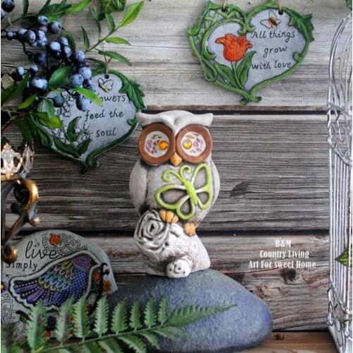 American countryside red pottery barn old owl garden balcony garden decorations are arranged resin handicraft