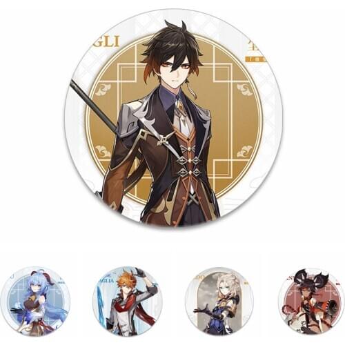 Anime Accessories Badge Game Genshin Impact Cosplay DIY Metal Props Project All Characters 58MM Kids Toys Halloween Gift Brooch