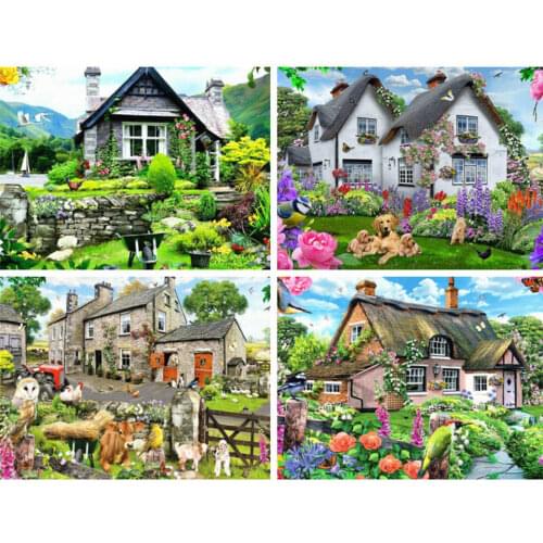 AZQSD Diamond Painting 5d House Cross Stitch Diamond Embroidery Scenery Rhinestones Needlework Gift Home Decor Wall Art