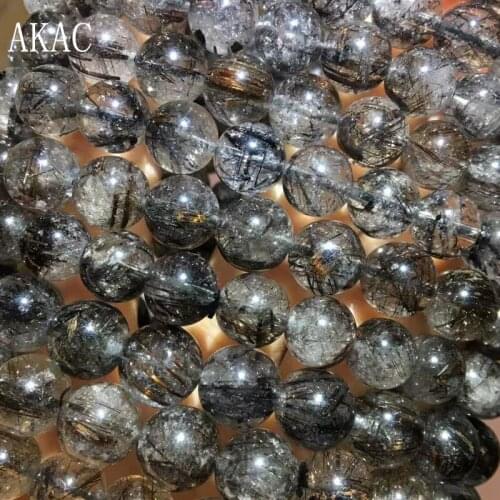 9-10mm A Natural black rutilated quartz bracelet black rutile quartz for jewelry diy making