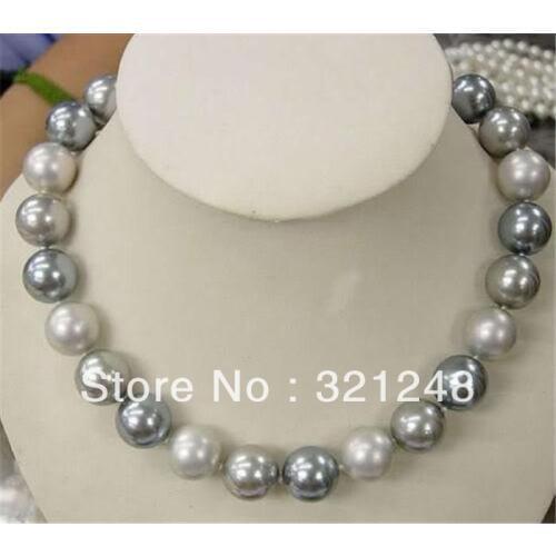 Free shopping New DIY 10mm white Silver-color Shell Simulated-Pearl Round Beads Chain Necklace 18" MY1419
