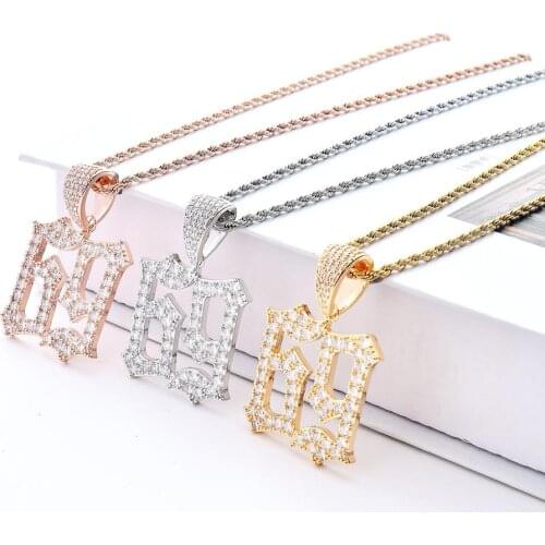 European and American rapper with the same paragraph Hiphop pendant micro inlaid zircon number 69 solid pendant necklace