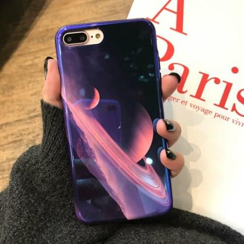 Cases cover for iphone 7 7Plus Phone Case Luxury Laser Purple Planet Back Cover For iPhone 6 6s 7 8 Plus X Soft Soft TPU Fundas