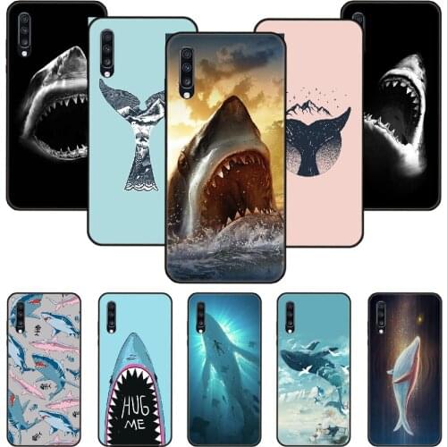 Phone Case For Samsung Galaxy A 50 51 71 70 7 5 10 20 30 40 41 21 S E Black Cover Waterproof Soft Funda 3D ocean Whale Sharks