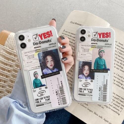 Girl Boy Label Phone Case For iphone 12 mini 11 Pro Max SE 2020 7 8plus XR XS Max Soft back Cover Clear Cute Silicone Capa coque