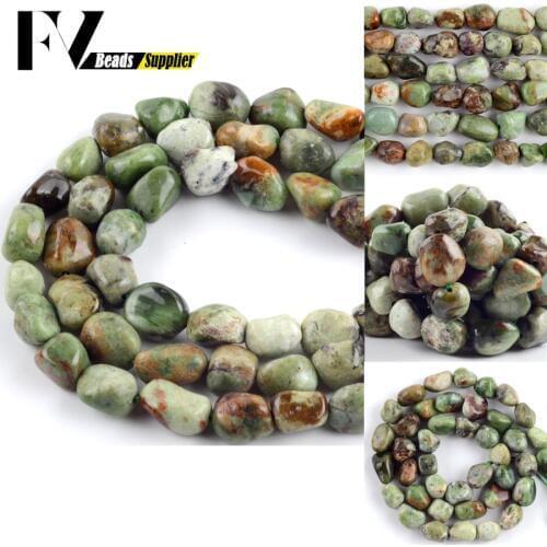Natural Irregular Green Opal Stone Loose Chips Beads 8-10mm Spacer Beads For Jewelry Making DIY Bracelets Necklace Accessory15"