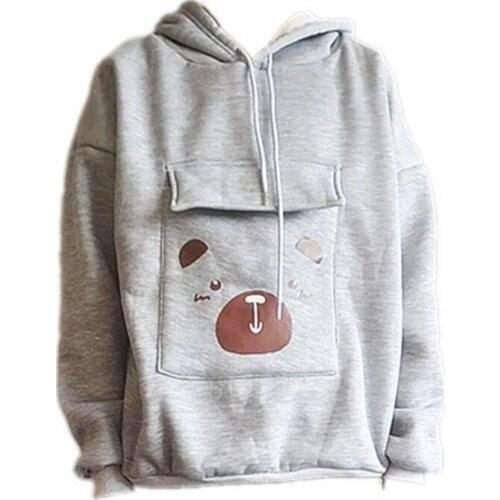 Harajuku aesthetic bear anime hoodie women kawaii Hooded big pocket long sleeve oversized streetwear fall winter clothes tops